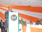 Akwa Ibom State governor, His Excellency Chief Godswill Akpabio, addressing participants at the stakeholders meeting on security
