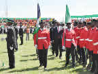 Akwa Ibom State Governor, His Excellency Chief Godswill Akpabio, inspects a guard of honour mounted by the Akwa Ibom State command of the Nigerian Police Force at Uyo Stadium in his honour before his inauguration as Governor of Akwa Ibom State till May 29th, 2015