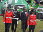 Gov Godswill stepping out to Inspect a  Guard of Honour at  the 53rd  Independence Day Celebration in Uyo Township Stadium 