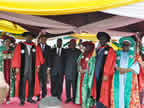 Honourary doctorate degree awardees in a group photograph with the Visitor`s representative, Chancellor, Vice Chancellor, Senate President, and Governor`s representative after their conferment at UNIUYO convocation grounds during the 17th and 18th convocation ceremonies of the institution on Saturday 22nd October
