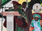The Vice Chancelor, Prof. Comfort Ekpo, delivers her convocation address at UNIUYO convocation grounds during the 17th and 18th convocation ceremonies of the institution on Saturday 22nd October