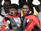 Honourary doctorate degree awardees, Sen. Udoma Udo Udoma and Sen. Ike Ekweremadu, after their conferment at UNIUYO convocation grounds during the 17th and 18th convocation ceremonies of the institution on Saturday 22nd October